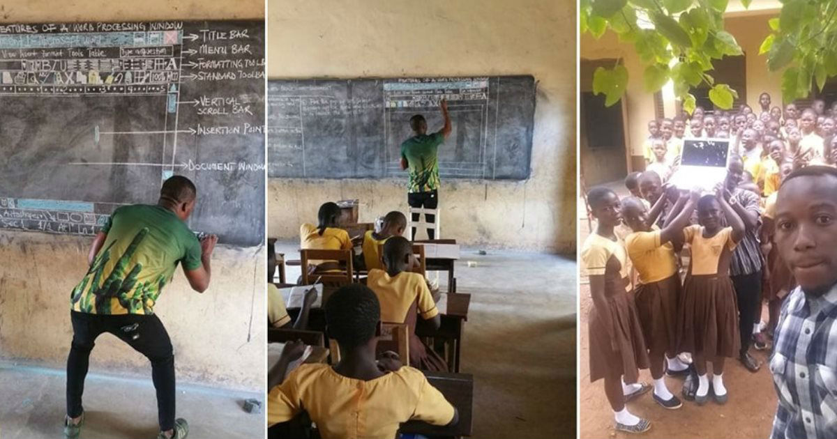 Microsoft a donat mai multe calculatoare unei școli africane, unde profesorul desena Word-ul cu creta pe tablă!