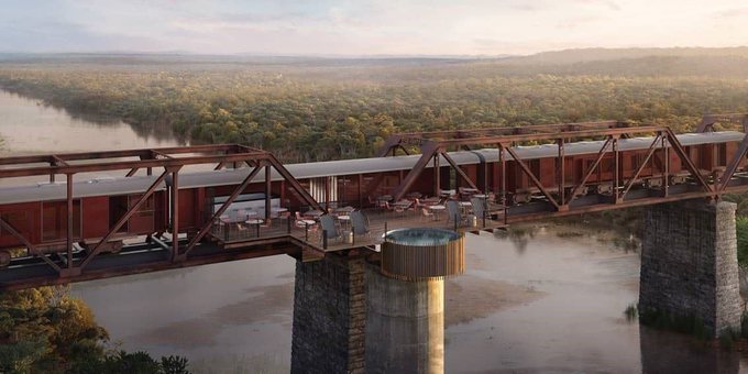 Un hotel de lux construit intr-un tren si suspendat pe un pod deja ia rezervari pentru 2021. Cum arata structura neobisnuita