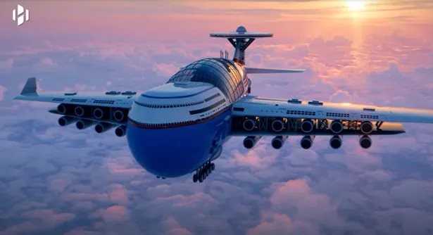 „Hotel zburător” uriaș cu energie nucleară, sală de sport și piscină care poate transporta 5.000 de pasageri